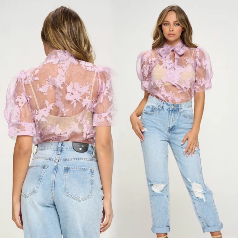 Gorgeous lilac organza sheer top